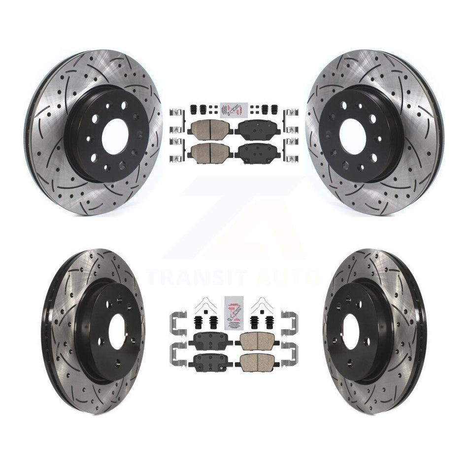Front Rear Ceramic Pad & Coated Drilled Slotted Disc Brake Rotor Kit For Chevrolet Camaro KDA-100686