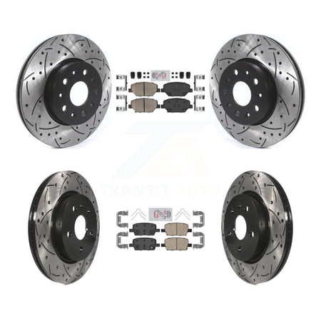 Front Rear Ceramic Pad & Coated Drilled Slotted Disc Brake Rotor Kit For Chevrolet Camaro KDA-100687