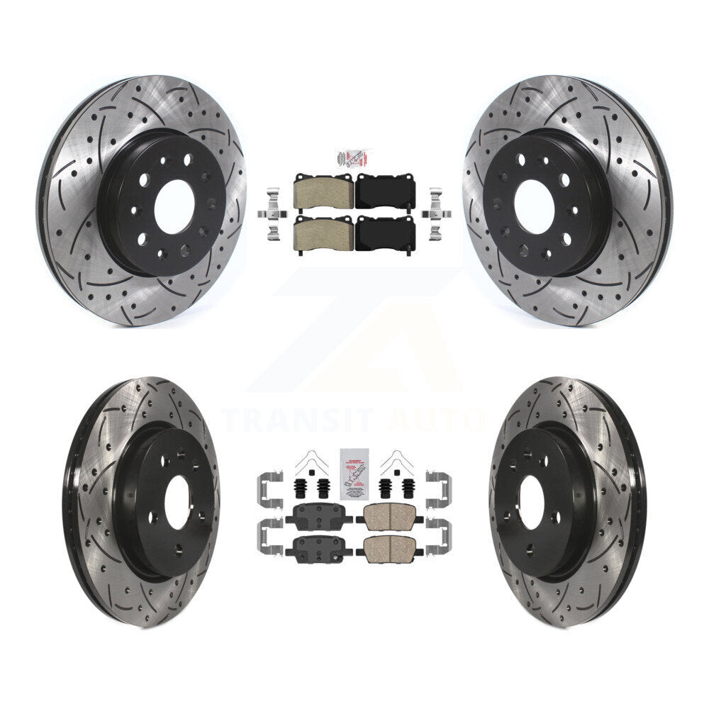 Front Semi-Metallic Rear Ceramic Pad Drill Slot Brake Rotors Kit For Chevrolet Camaro CT6 KDA-100690