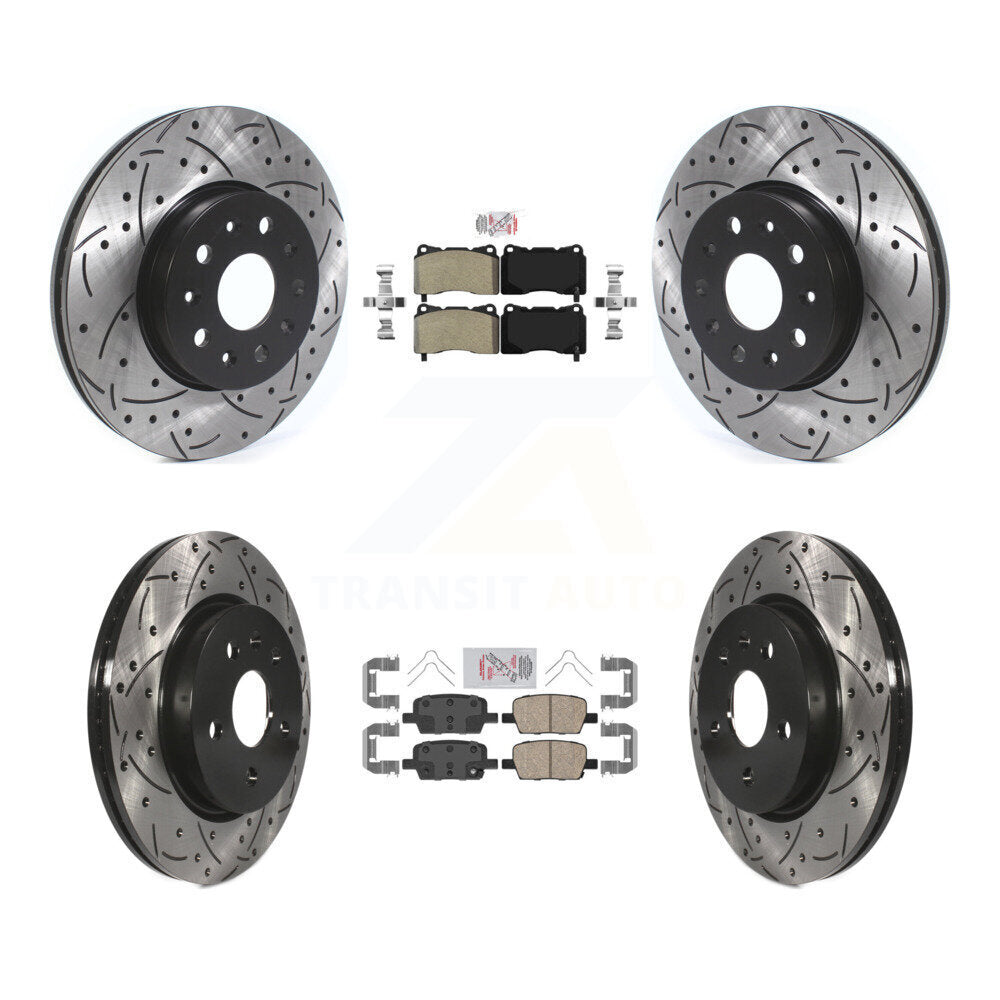 Front Semi-Metallic Rear Ceramic Pad Drill Slot Brake Rotors Kit For Chevrolet Camaro CT6 KDA-100691