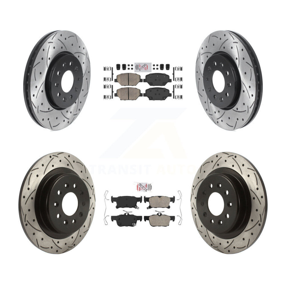 Front Rear Ceramic Pad And Coated Drilled Slotted Disc Brake Rotor Kit For Buick Envision KDA-100698