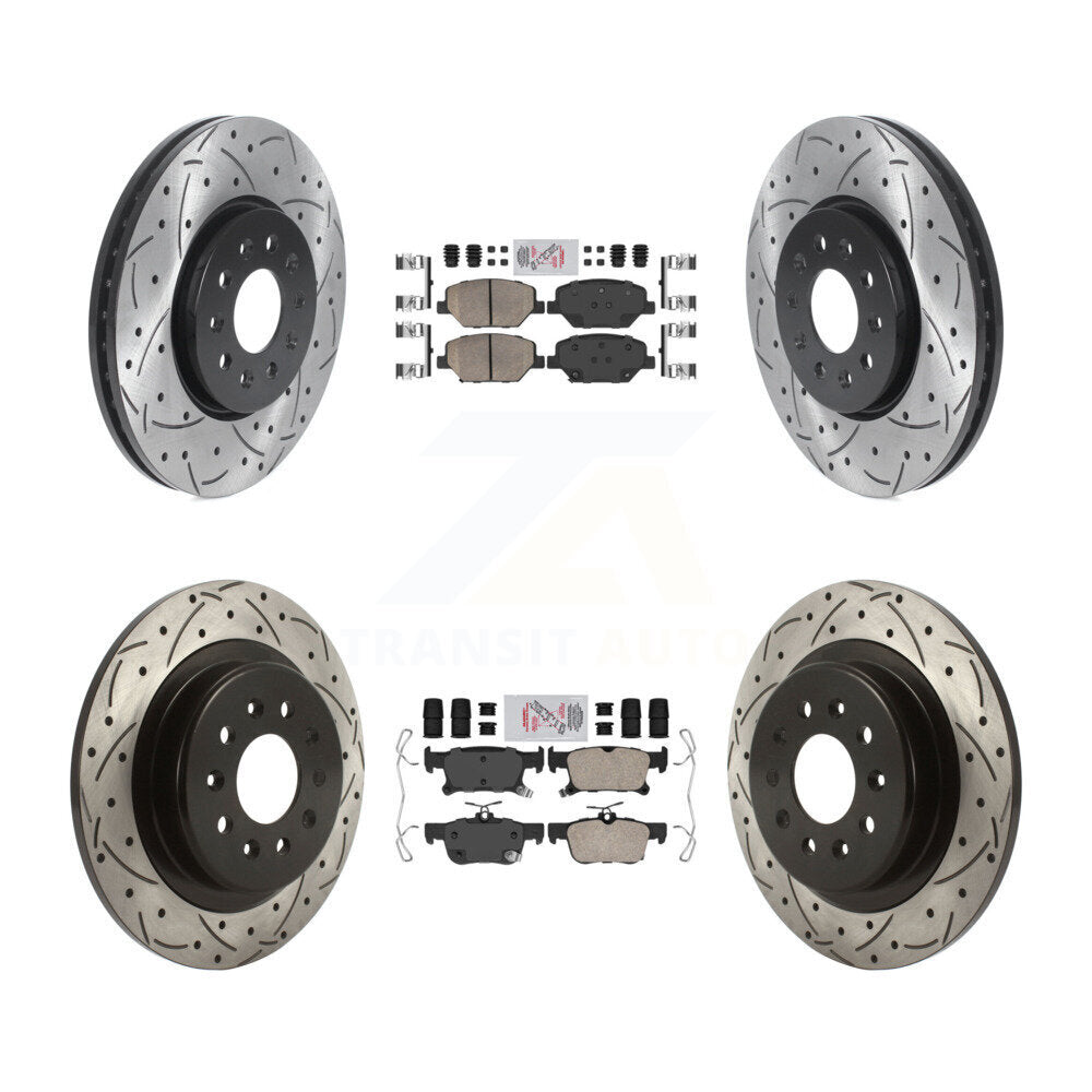 Front Rear Ceramic Pad And Coated Drilled Slotted Disc Brake Rotor Kit For Buick Envision KDA-100699