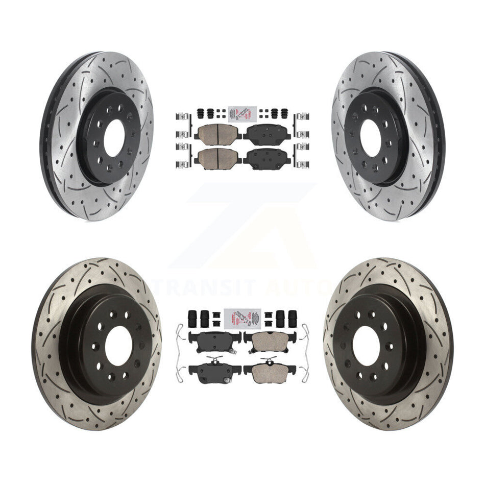 Front Rear Ceramic Pad And Coated Drilled Slotted Disc Brake Rotor Kit For Buick Envision KDA-100699
