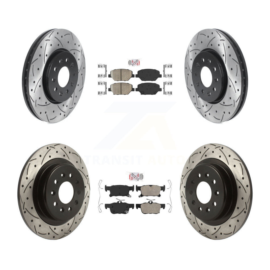 Front Rear Ceramic Pad And Coated Drilled Slotted Disc Brake Rotor Kit For Buick Envision KDA-100702