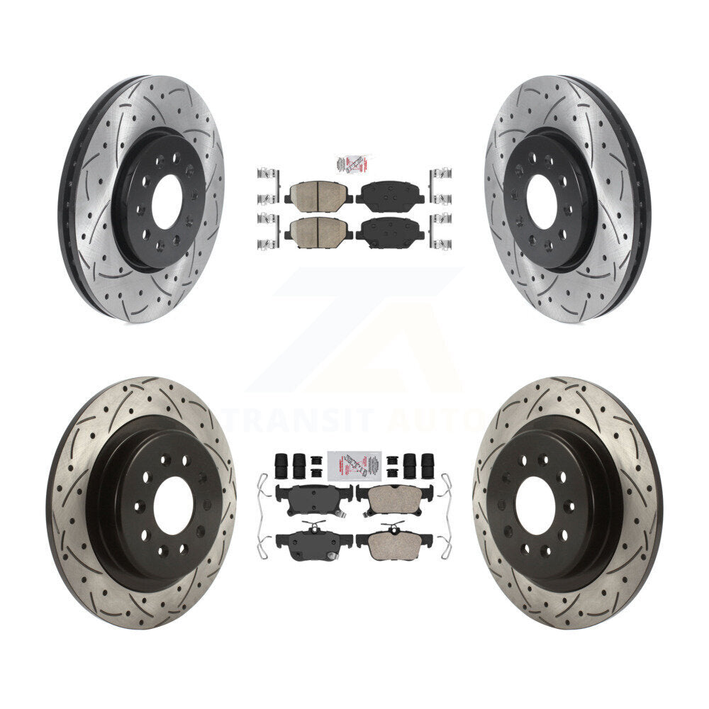 Front Rear Ceramic Pad And Coated Drilled Slotted Disc Brake Rotor Kit For Buick Envision KDA-100703