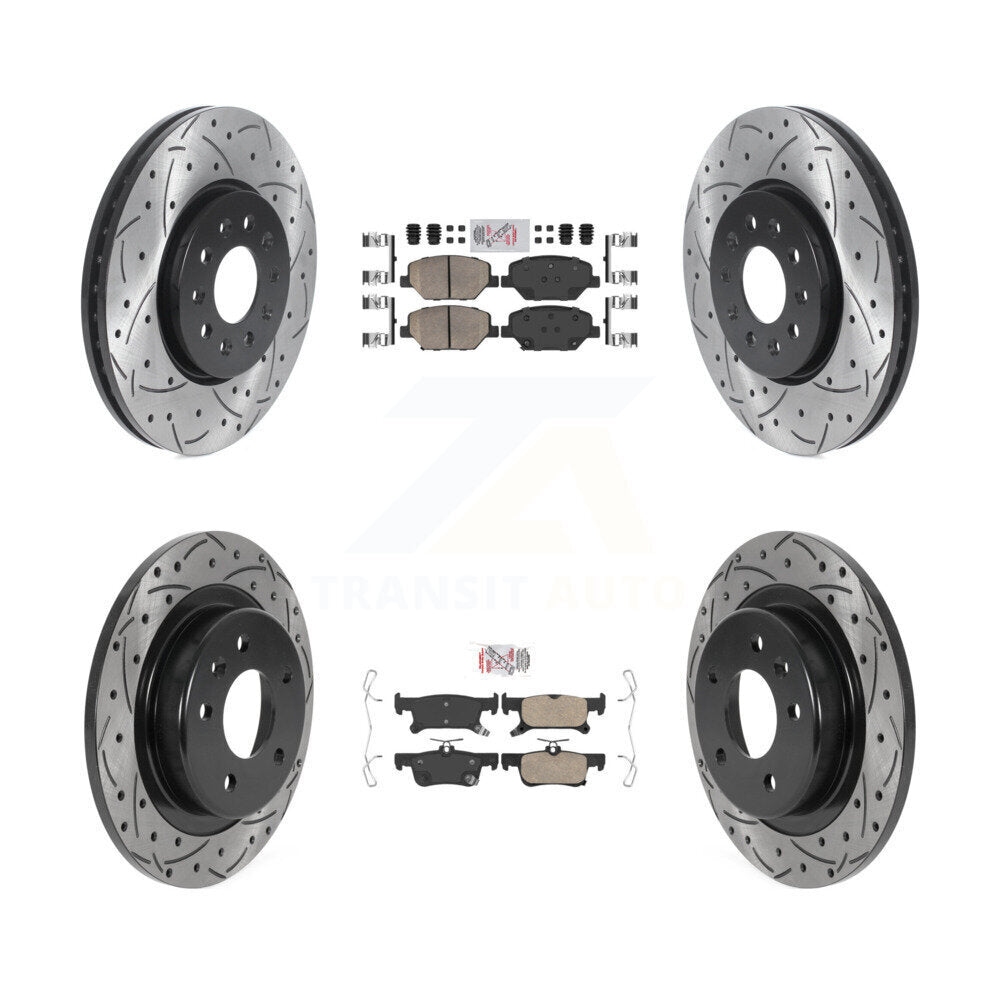 Front Rear Ceramic Pad And Coated Drilled Slotted Disc Brake Rotor Kit For Buick Envision KDA-100704
