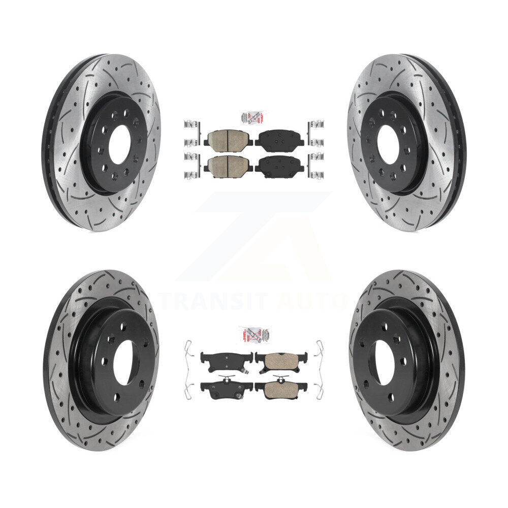 Front Rear Ceramic Pad And Coated Drilled Slotted Disc Brake Rotor Kit For Buick Envision KDA-100706