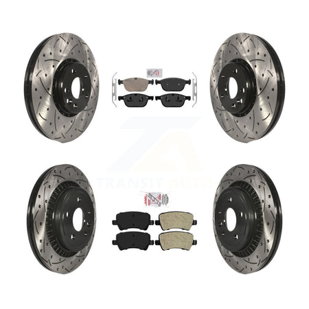 Front Ceramic Rear Semi-Metallic Pad Drill Slot Brake Rotors Kit For 2010-2015 Volvo XC60 KDA-100708
