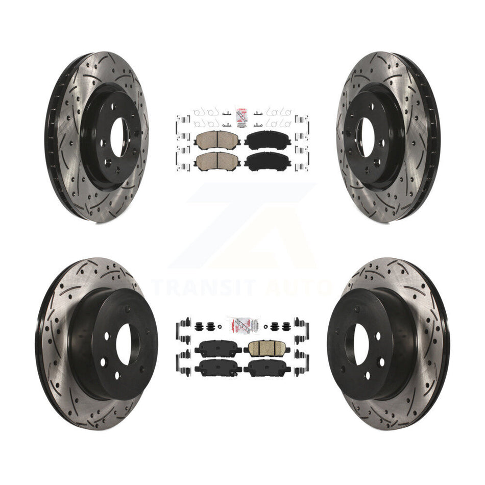 Front Rear Ceramic Pad & Drilled Slot Disc Brake Rotor Kit For Nissan Rogue Sport Qashqai KDA-100709