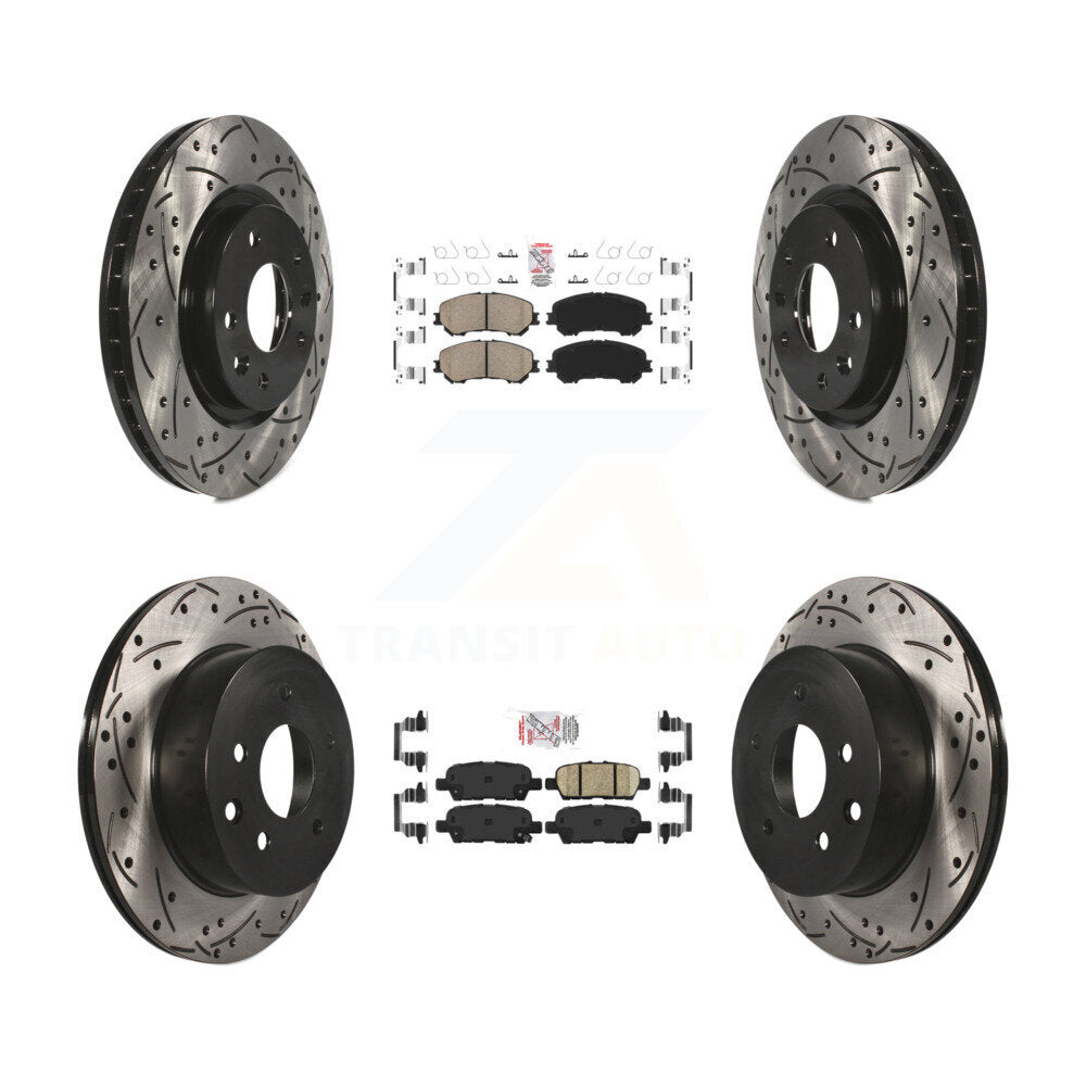 Front Rear Ceramic Pad & Drilled Slot Disc Brake Rotor Kit For Nissan Rogue Sport Qashqai KDA-100710