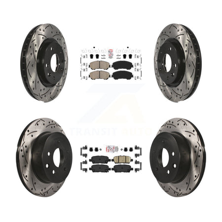 Front Rear Ceramic Pad & Drilled Slot Disc Brake Rotor Kit For Nissan Rogue Sport Qashqai KDA-100711