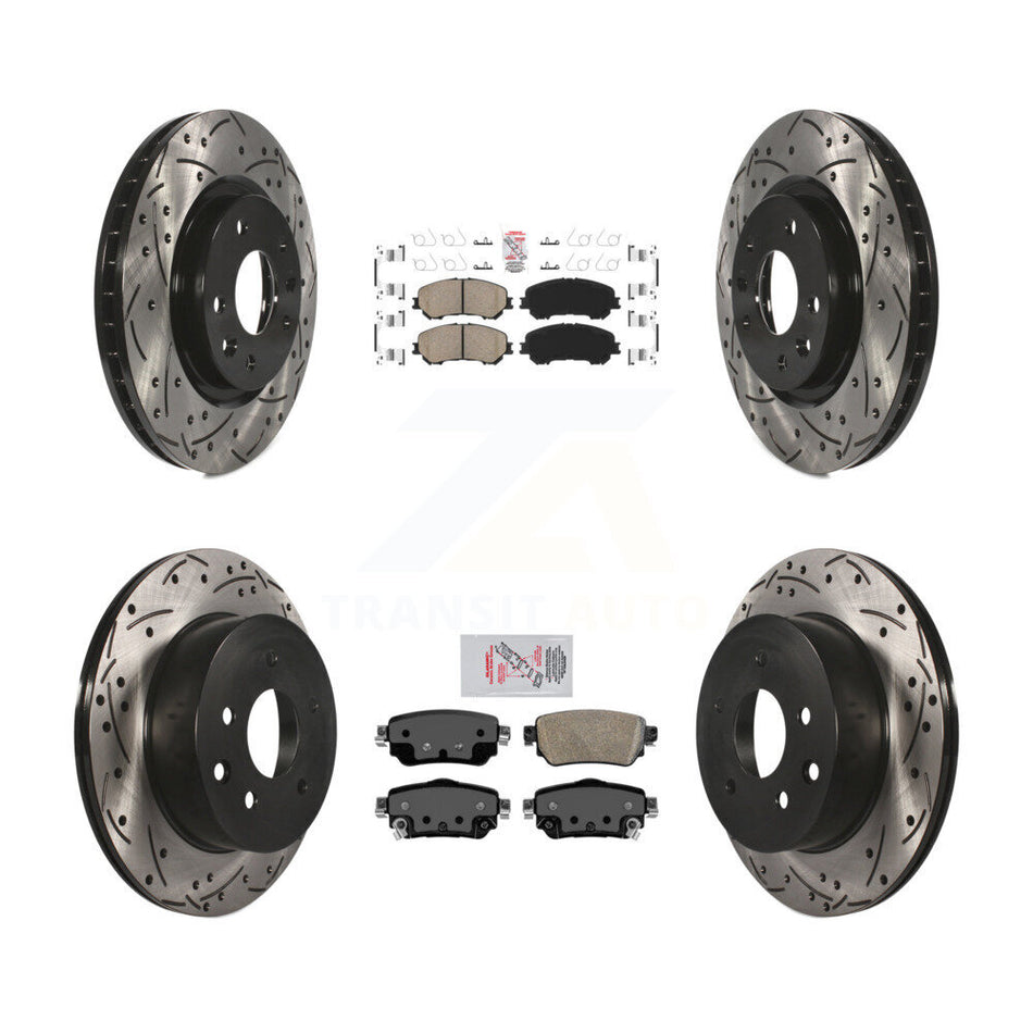 Front Rear Ceramic Pad Coat Drill Slot Disc Brake Rotor Kit For 2019 Nissan Rogue Sport S KDA-100715