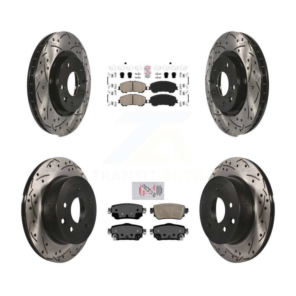 Front Rear Ceramic Pad Coat Drill Slot Disc Brake Rotor Kit For 2019 Nissan Rogue Sport S KDA-100719