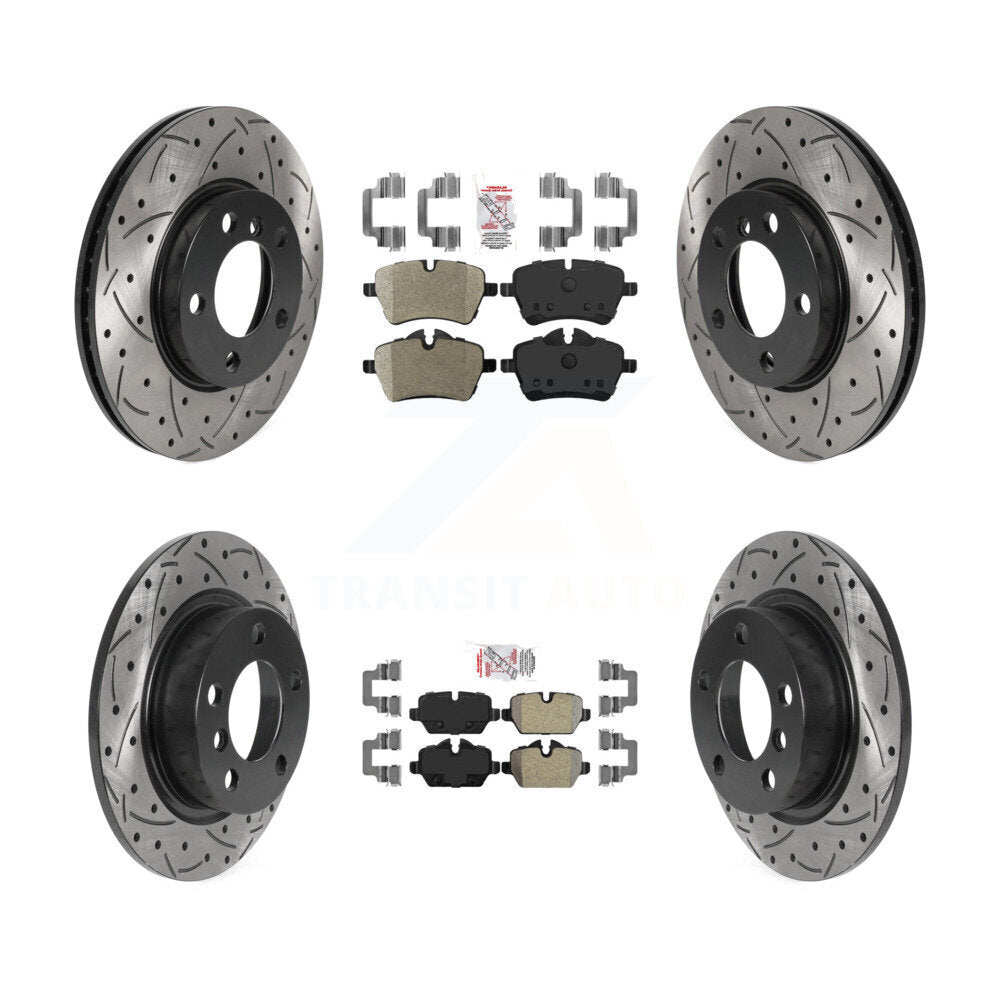 Front Rear Semi-Metallic Pad Drilled Slot Disc Brake Rotor Kit For Mini Cooper Countryman KDA-100722