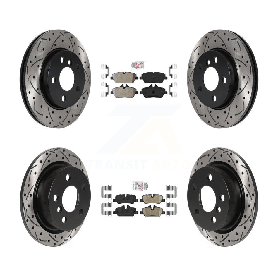 Front Semi-Metallic Rear Ceramic Pad Coat Drill Slot Disc Brake Rotor Kit For Mini Cooper KDA-100728