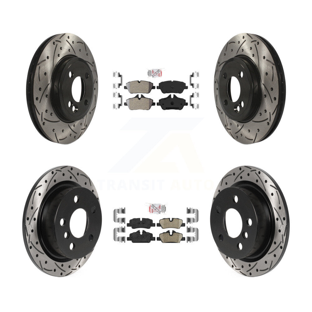 Front Semi-Metallic Rear Ceramic Pad Drill Slot Brake Rotor Kit For Mini Cooper 2.0L/1.5L KDA-100730
