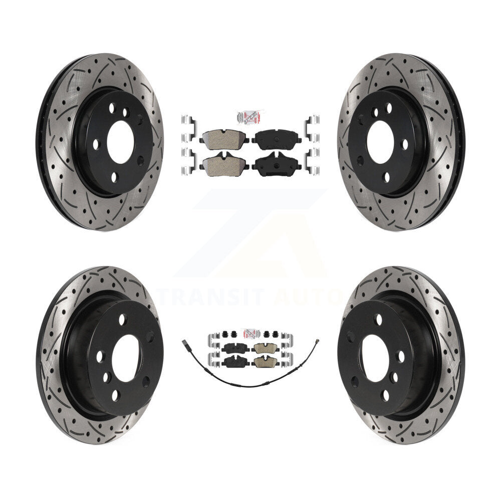 Front Semi-Metallic Rear Ceramic Pad Coat Drill Slot Disc Brake Rotor Kit For Mini Cooper KDA-100732