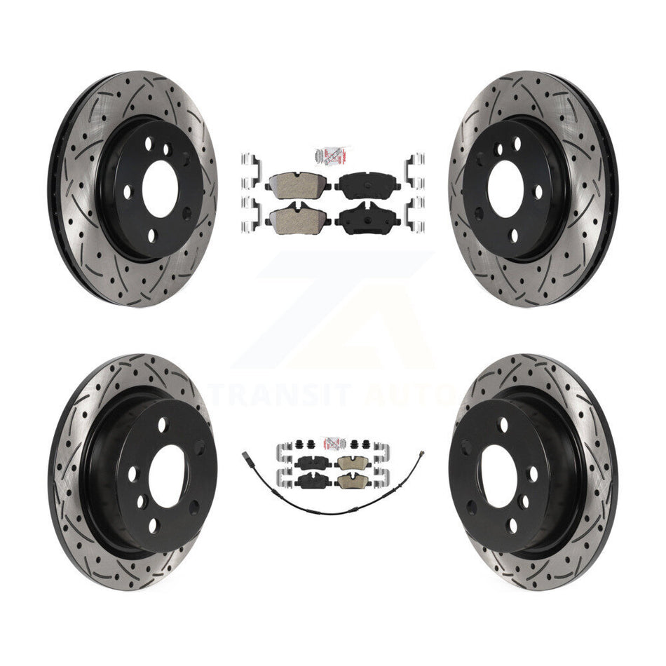 Front Semi-Metallic Rear Ceramic Pad Coat Drill Slot Disc Brake Rotor Kit For Mini Cooper KDA-100732