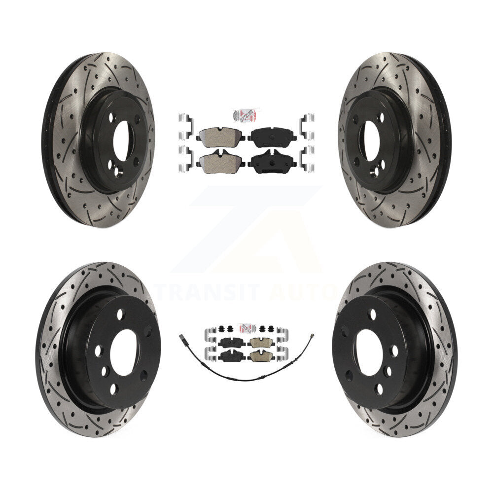 Front Semi-Metallic Rear Ceramic Pad Drill Slot Brake Rotor Kit For Mini Cooper 2.0L/1.5L KDA-100734