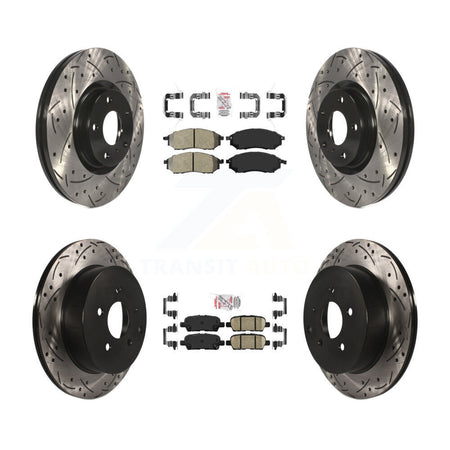 Front Semi-Metallic Rear Ceramic Pad Drilled Slot Disc Brake Rotors Kit For Nissan Murano KDA-100740
