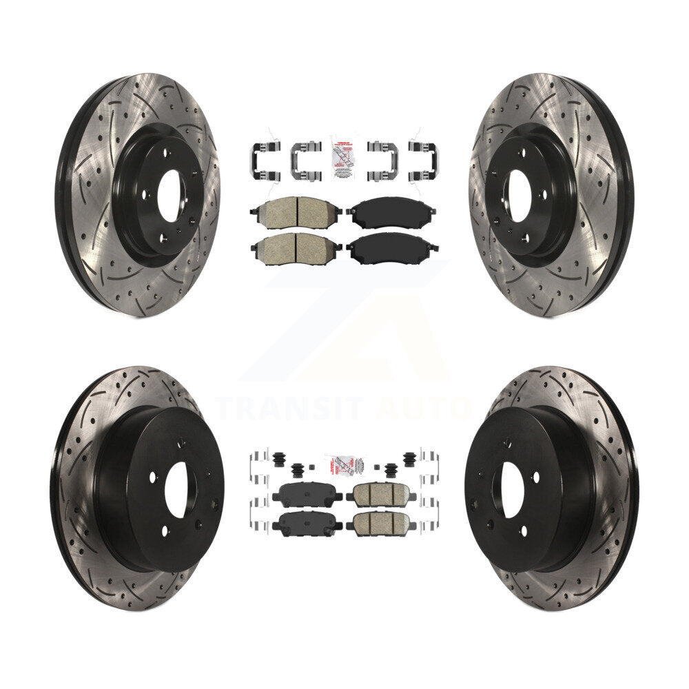 Front Semi-Metallic Rear Ceramic Pad Drilled Slot Disc Brake Rotors Kit For Nissan Murano KDA-100741