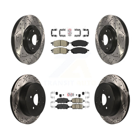 Front Semi-Metallic Rear Ceramic Pad Drilled Slot Disc Brake Rotors Kit For Nissan Murano KDA-100741