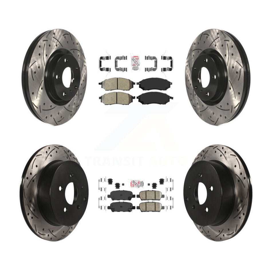 Front Semi-Metallic Rear Ceramic Pad Drilled Slot Disc Brake Rotors Kit For Nissan Murano KDA-100741