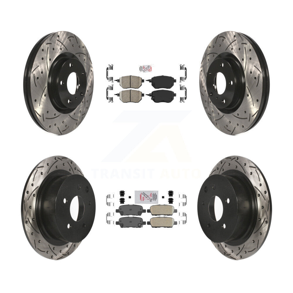 Front Rear Ceramic Pad Coated Drilled Slot Disc Brake Rotors Kit For Nissan Altima Maxima KDA-100747
