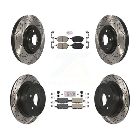Front Rear Ceramic Pad Coated Drilled Slot Disc Brake Rotors Kit For Nissan Altima Maxima KDA-100747