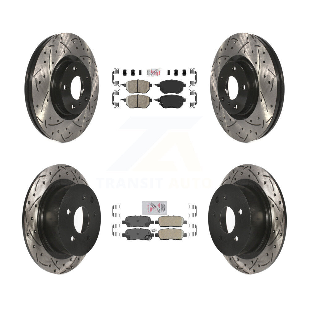 Front Rear Ceramic Pad Coated Drilled Slot Disc Brake Rotors Kit For Nissan Altima Maxima KDA-100748