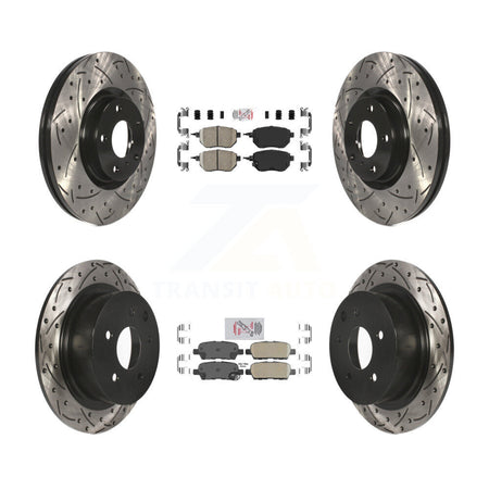 Front Rear Ceramic Pad Coated Drilled Slot Disc Brake Rotors Kit For Nissan Altima Maxima KDA-100748