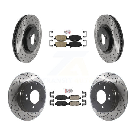 Front Rear Ceramic Pad And Coated Drilled Slotted Disc Brake Rotors Kit For Hyundai Azera KDA-100754