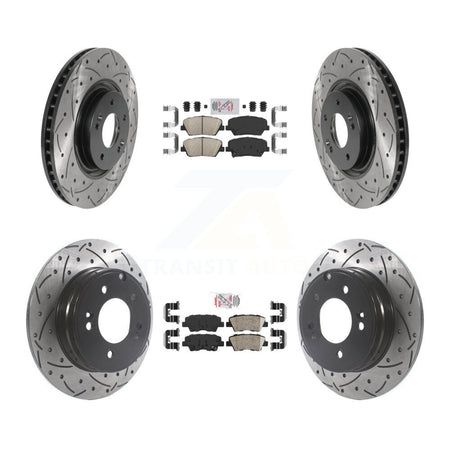 Front Rear Ceramic Pad And Coated Drilled Slotted Disc Brake Rotors Kit For Hyundai Azera KDA-100756
