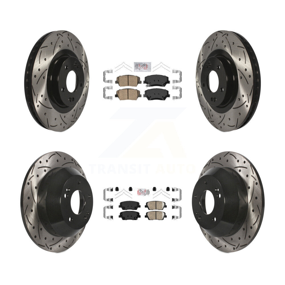 Front Rear Ceramic Pad Drill Slot Brake Rotors Kit For Kia Sorento Hyundai Santa Fe Sport KDA-100762