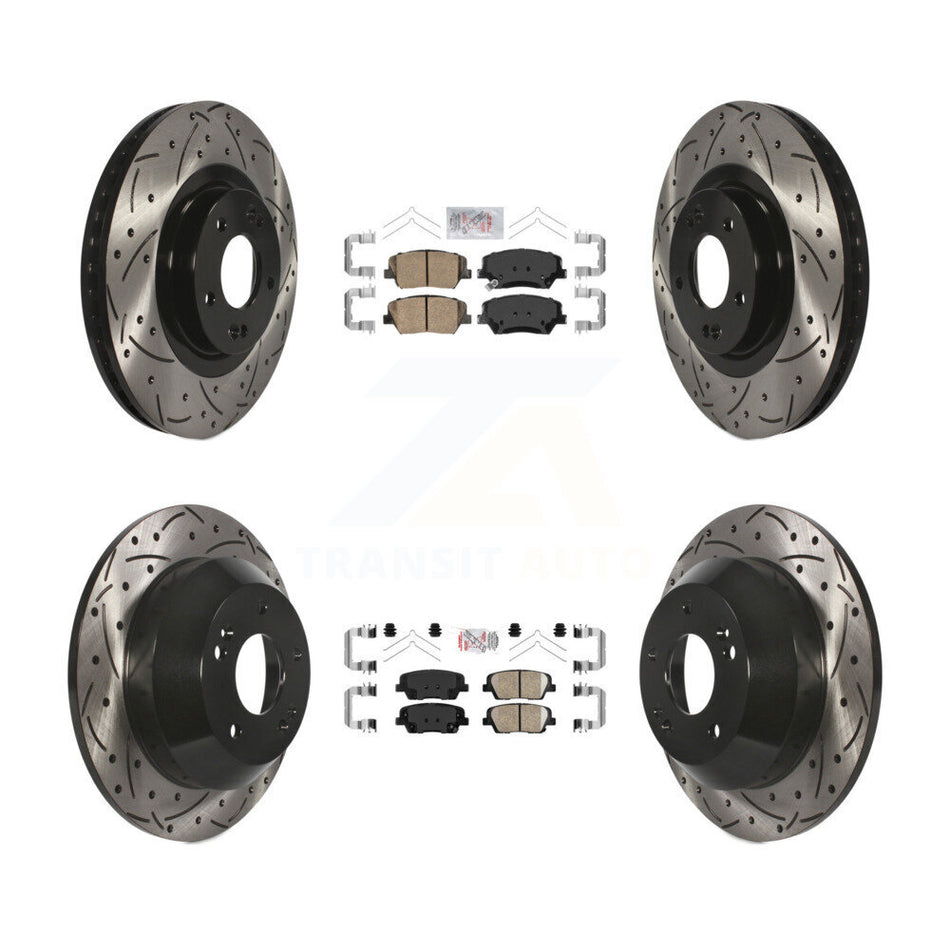 Front Rear Ceramic Pad Drill Slot Brake Rotors Kit For Kia Sorento Hyundai Santa Fe Sport KDA-100762