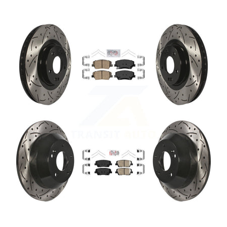 Front Rear Ceramic Pad Drill Slot Brake Rotors Kit For Kia Sorento Hyundai Santa Fe Sport KDA-100763