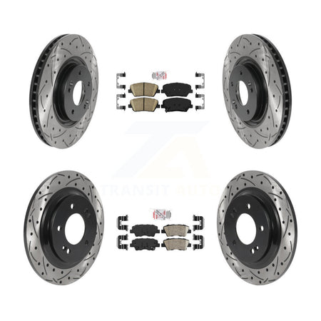 Front Rear Ceramic Pad & Drilled Slot Brake Rotor Kit For 2016-2017 Hyundai Azera Limited KDA-100764