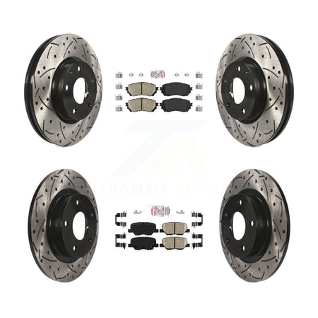 Front Rear Ceramic Pads And Coated Drilled Slotted Disc Brake Rotors Kit For Mazda 6 KDA-100769