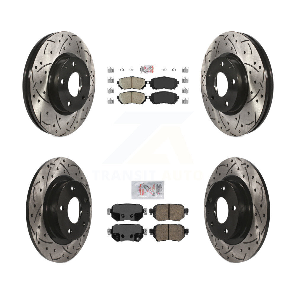 Front Rear Ceramic Pad Coated Drilled Slotted Disc Brake Rotors Kit For 2016-2018 Mazda 6 KDA-100771