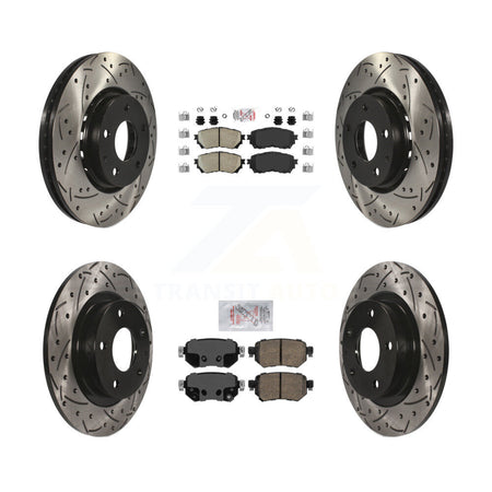 Front Rear Ceramic Pad Drilled Slot Brake Rotor Kit For 19-21 Mazda 6 Naturally Aspirated KDA-100772