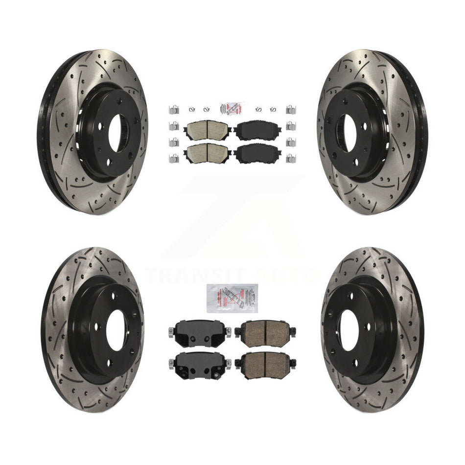 Front Rear Ceramic Pad Drilled Slot Brake Rotor Kit For 19-21 Mazda 6 Naturally Aspirated KDA-100773