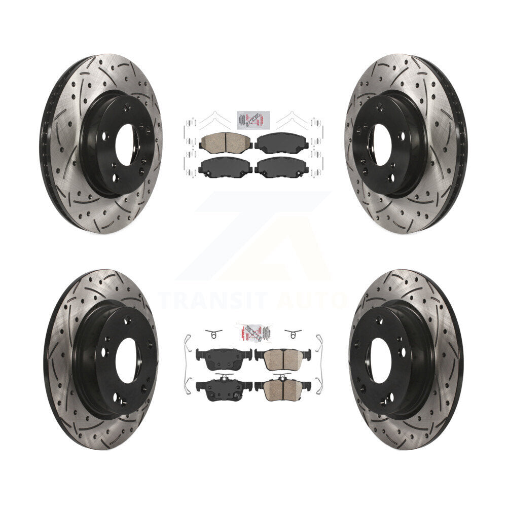 Front Rear Ceramic Pads And Coated Drilled Slotted Disc Brake Rotors Kit For Honda Civic KDA-100776