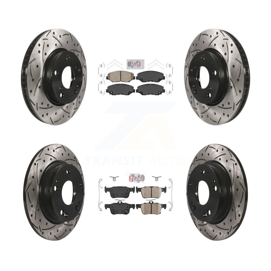Front Rear Ceramic Pads And Coated Drilled Slotted Disc Brake Rotors Kit For Honda Civic KDA-100776
