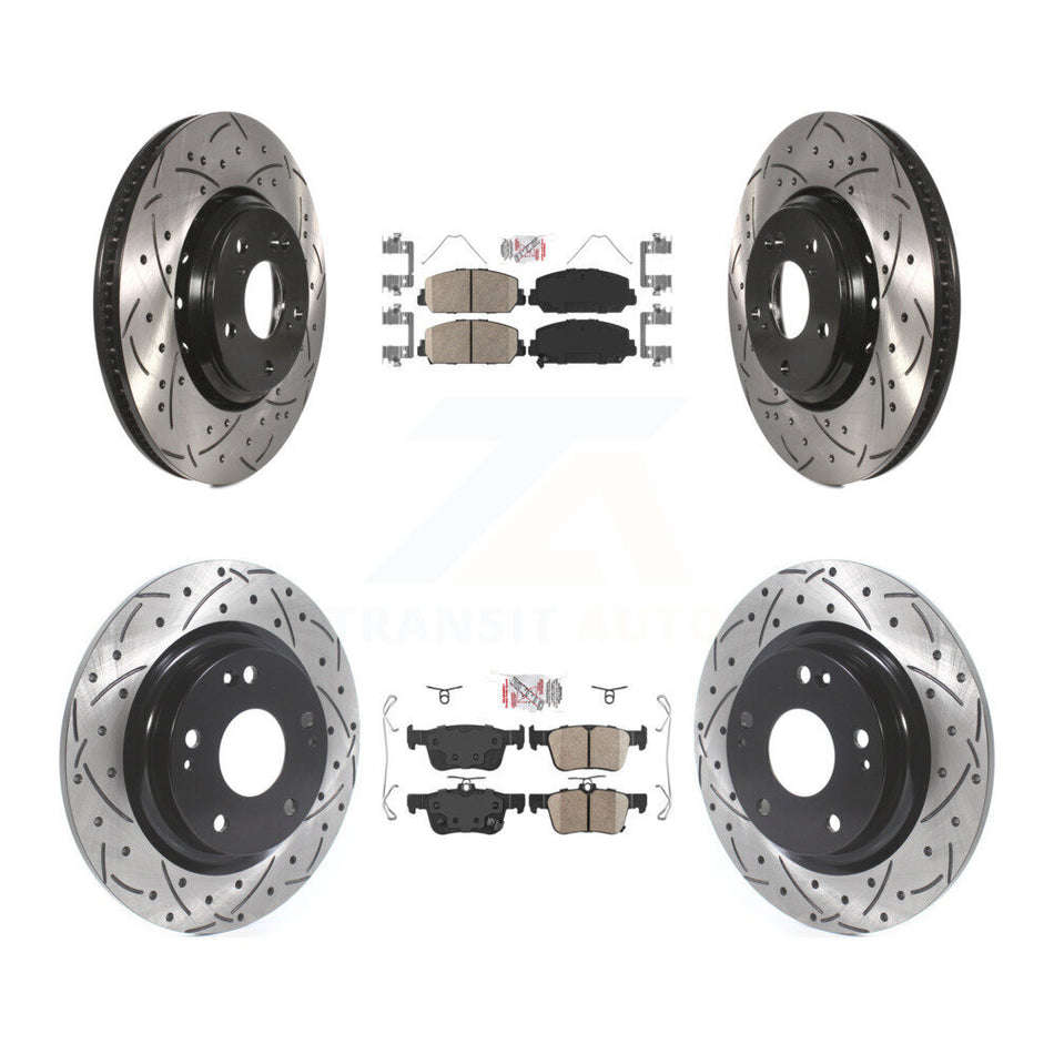 Front Rear Ceramic Pads And Coated Drilled Slotted Disc Brake Rotors Kit For Honda Civic KDA-100779