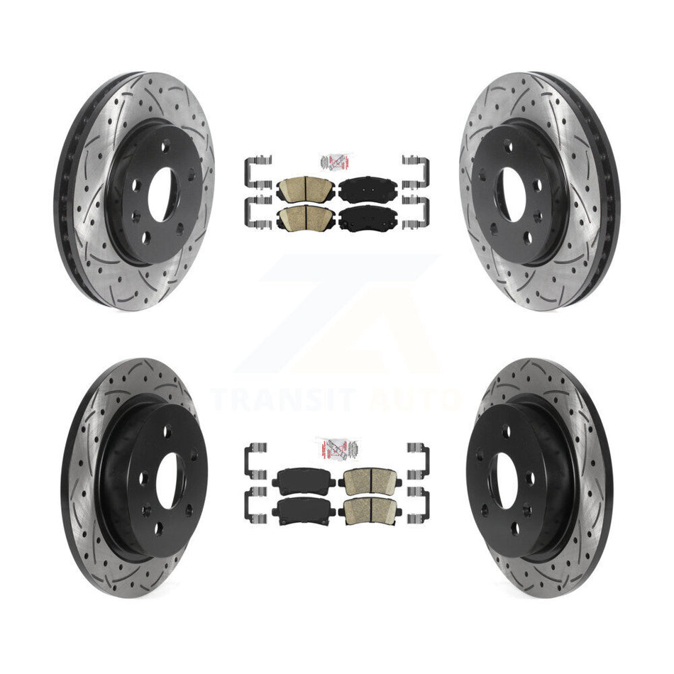 Front Rear Ceramic Pad Coat Drill Slot Disc Brake Rotors Kit For Chevrolet Malibu Limited KDA-100789