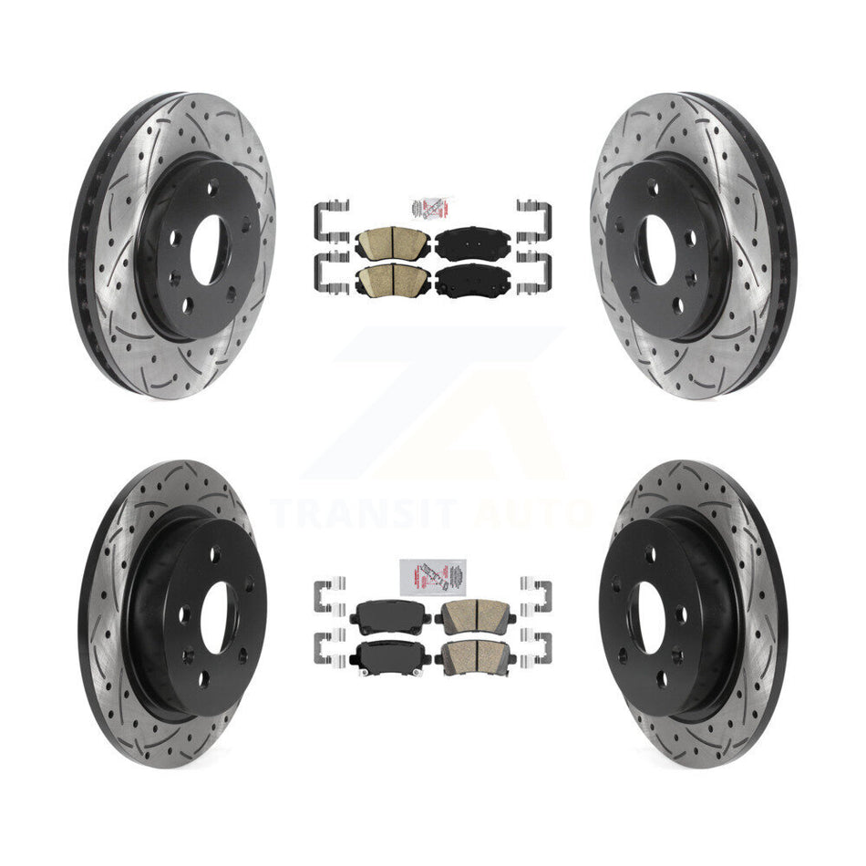 Front Rear Ceramic Pad & Coated Drilled Slotted Disc Brake Rotor Kit For Chevrolet Malibu KDA-100790