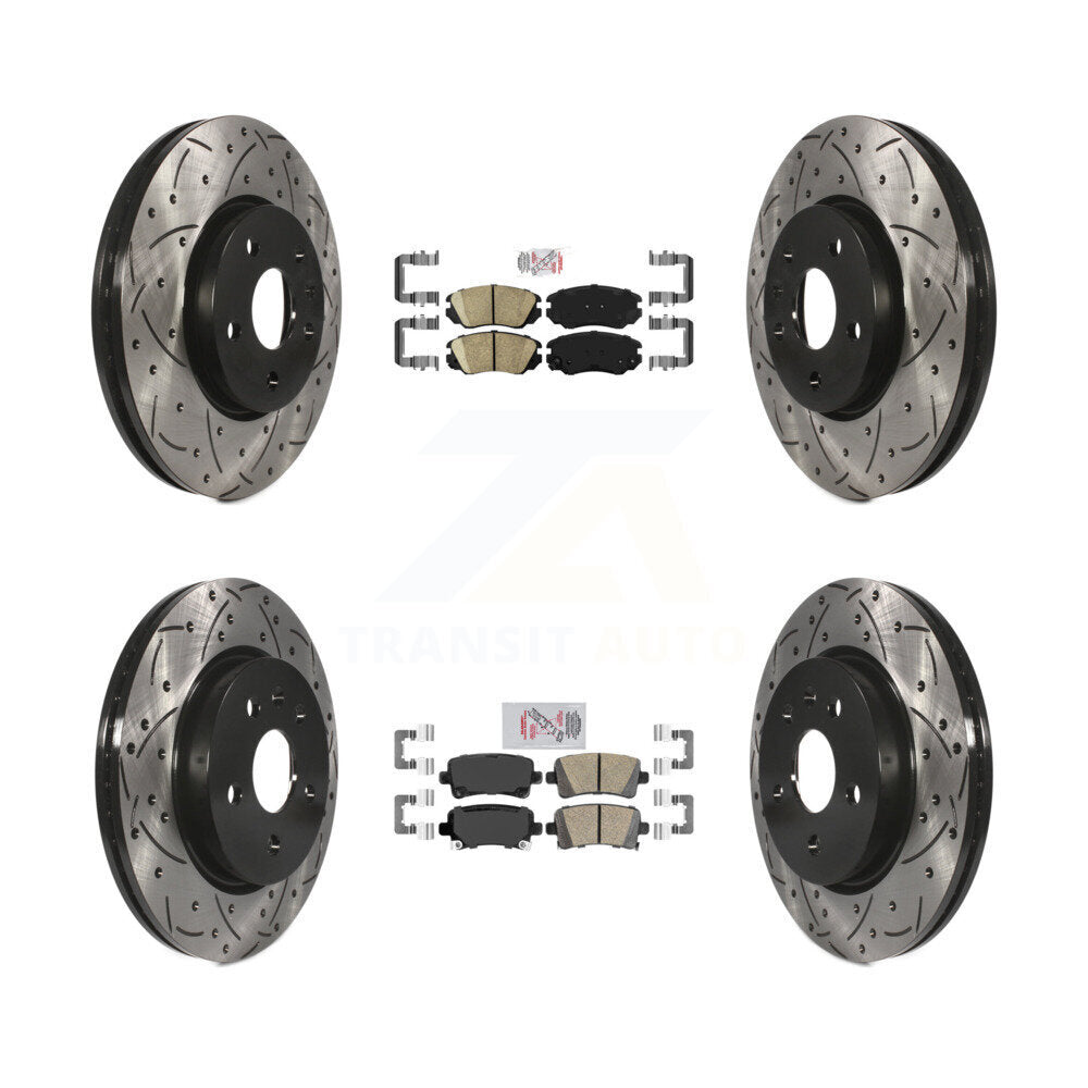 Front Rear Ceramic Pad & Drilled Slot Brake Rotor Kit For Chevrolet Malibu Buick LaCrosse KDA-100791