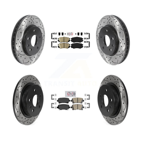 Front Rear Ceramic Pad & Coated Drilled Slotted Disc Brake Rotor Kit For Chevrolet Malibu KDA-100792