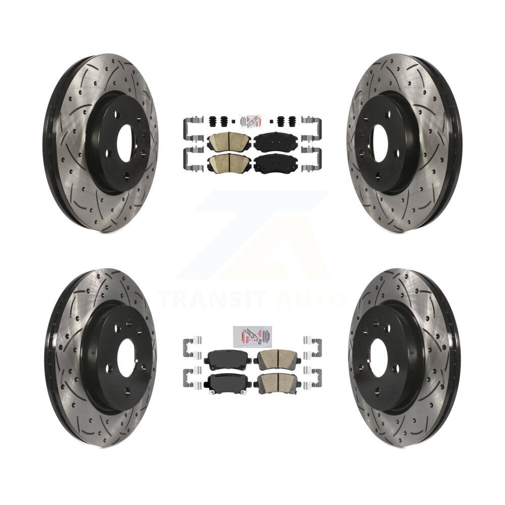 Front Rear Ceramic Pad & Drilled Slot Brake Rotor Kit For Chevrolet Malibu Buick LaCrosse KDA-100793