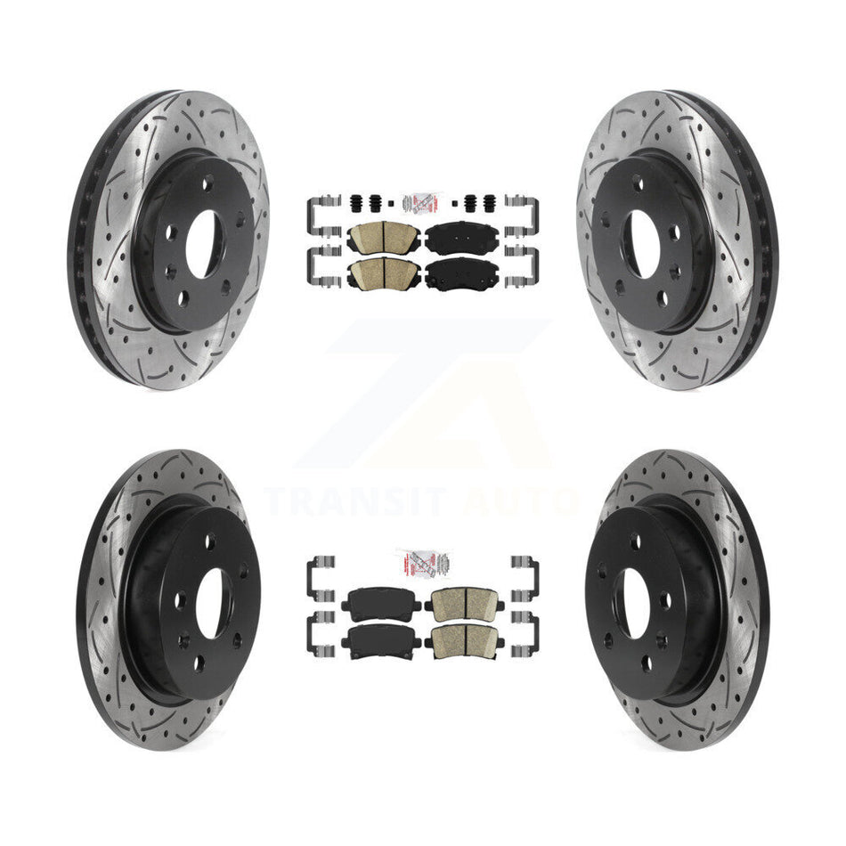 Front Rear Ceramic Pad Coat Drill Slot Disc Brake Rotors Kit For Chevrolet Malibu Limited KDA-100794